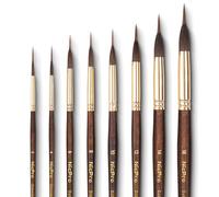 Nicpro 8 Pinceles Acuarela Profesionales, Set Pinceles de Punta de Aguja extendida, de Marta con Punta sintética extralarga para Detalles Finos - Acuarela, acrílico, Gouache y tintas