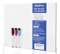 Nicpro A3 Pizarra, Pequeño Tablero Blanco 42 x 30 cm Tablero de Doble Cara con 3 Rotulador para Alumno Colegios, Oficinas