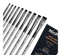 Nicpro - Juego de 10 Pinceles Planos, acrílico, Acuarela, óleo, témpera, Gouache, Kit para niños y Adultos, Pintura Facial y Corporal