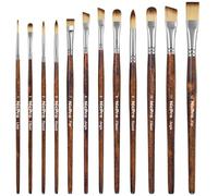 Nicpro Juego de 12 pinceles de pintura para artistas, pinceles de pintura acrílica, óleo, acuarela, gouache, tempera, cara, cuerpo, tela, modelo, suministros de arte, pinceles para artistas