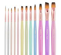 Nicpro Juego de 12 Pinceles para Artistas, Pinceles estéticos Pastel, Pinceles para Manualidades para Pintura acrílica, óleo, Acuarela, Gouache, témpera, Cara, Cuerpo, Suministros de Artistas para