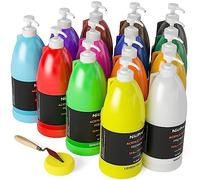 Nicpro Juego de 14 pinturas acrílicas grandes (1000 ml × 14), pinturas acrílicas no tóxicas para diferentes superficies, madera, cuero, papel, manualidades, para adultos con bomba