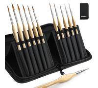 Nicpro Juego de pinceles para micro detalles finos, 11 piezas de pinceles de punta fina para miniaturas pequeñas con soporte de nylon para detalles finos y pintura artística, acrílico, acuarela, óleo