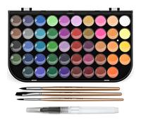 Nicpro Juego de pintura de acuarela, kit de 48 colores de agua con 3 pinceles de ardilla, paleta, bolígrafo de acuarela, estudiantes, principiantes y artistas