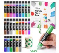 Nicpro Kit De Pintura Para Velas 24 Colores X 30 ml, Bolígrafos De Cera Para Velas, Efecto 3D, No Tóxico, incluye purpurina plateada y oro, Pinturas Decora Cumpleaños, Pascua, Navideñas