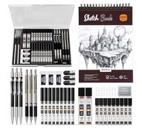 Nicpro Kit de suministros de dibujo artístico, juego de lápices mecánicos de arte con 6 lápices de dibujo de metal de 0.5, 0.7, 0.9 y 2 mm, 100 hojas de 9 x 12 pulgadas, 20 recambios de mina de tubo