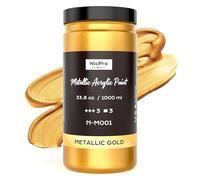 Nicpro Oro Pintura Acrilica Metálico, 1000 ml Acrilico Oro No Tóxica, Resistente a La Decoloración, Pintura Dorada para Metal, Madera, Arcilla, Tela, Lienzo, Muebles, Manualidades y Materiales De Arte