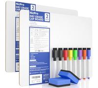 Nicpro Paquete de 2 Mini Pizarras Blancas de Borrado en Seco A4, 22 x 30 cm de Doble Cara Tablero a Granel con 8 Bolígrafos a Base de Agua, 2 Borradores Pizarra Blanca Pequeña Portátil de Aprendizaje