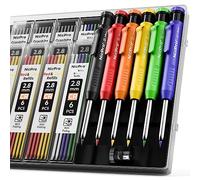 Nicpro Paquete de 6 lápices de carpintero con sacapuntas, juego de 54 recambios (negro, rojo, amarillo, azul, verde, blanco), construcción de marcador de agujero profundo, carpintería resistente, con