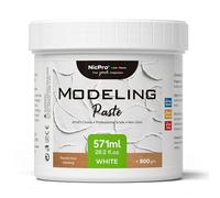 Nicpro Pasta Estructural Para Pintura 571 ml / 28,2 Oz, Pasta Estructural Textura Suave-Blanca, Fácil De Aplicar, Efecto 3D, Pasta Textura Para Texturas, Relieves, Manualidades