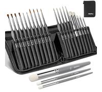 Nicpro Pinceles de Pintura en Miniatura - Juego de 20 Pinceles de Pintura Modelo con Funda de Nailon para acrílico, Acuarela, Pincel seco para, Pintura, Modelo, miniaturas DND