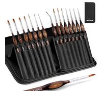 Nicpro Pinceles Miniaturas- 15 Pinceles para Modelismo con Estuche de Nailon para Acrílico, Óleo, Acuarela, Pincel para Microdetalle para Modelismo, Pintura en Miniatura, Detallado Fino