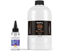 Nicpro Pintura acrílica de color blanco titanio, 33.8 onzas, suministros de pintura premezclada con aceite de silicona y guantes para lienzo, roca, creación de células de madera, pintura artística de