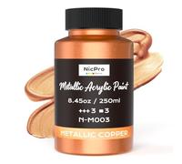 Nicpro Pintura Acrílica Metálica Cobre Perla, 250 ml Pintura Cobre Metálica, Pintura Acrílica No Tóxica, Pintura para Metal, Madera, Arcilla, Tela, Lienzo, Cerámica, Muebles, Artesanías