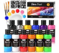 Nicpro Pintura para Tela Lavable 12 Colores de Pintura Textil 30 ml, Pintura para Ropa Permanente con 3 Pinceles, Paleta, Plantillas, No Tóxicas, para Camisetas, Zapatos, Bolsos, Jeans