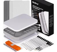 Nicpro Set de Pintura con Paleta Pintura, 11 Pinceles miniaturas, Pincel seco, 100 Papel de Paleta humeda, 4 esponjas, portapinceles, para Mezclar y Ahorrar Pintura, para Pintar miniaturas
