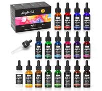 Nicpro Set de Tinta Acrílica 18 Colores, 30 ml con Cuentagotas, Tinta Acrílica Líquida de Secado Rápido, Permanente, Tintas de Dibujo Acrílicaspara Dibujos con Tinta, Arte de Vertido, Aerografía