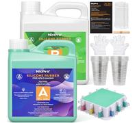 Nicpro Silicona líquida de 74 oz/2188 ml, kit de fabricación de moldes de silicona con estuche de molde y vasos para mezclar, relación de mezcla 1:1 silicona de moldeo de color verde jade