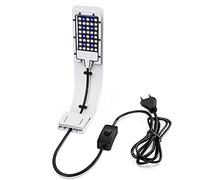 NICREW Luz de Clip para Acuario, LED Luz Azul y Blanca, 8W, Blanco | 40 LED para iluminación potente, diseño ultrafino con clip, sujeción firme, ahorro de espacio para nano acuarios