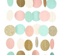 NICROHOME Wedding Decorations Paper Garland-3 PCS 10 FT Ivory White Gold Mint Peach Circle Dots Glitter Paper Garland Wedding Engagement Birthday Graduation Bride/Baby Shower Backdrop Decor
