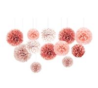 NICROLANDEE 12 pompones de papel de seda coral quemado oro rosa para bodas, cumpleaños, despedidas de soltera, despedidas de soltera, baby shower, techo y telón de fondo de fiesta