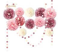 NICROLANDEE 15 pompones de seda rosa rubor para bodas, despedidas de soltera, dulces cumpleaños, baby shower, compromiso, despedidas de soltera, decoración de fiesta rosa de San Valentín