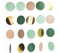 NICROLANDEE Decoraciones de fiesta de boda - Guirnalda de papel de lunares verdes bosque con cuerda para colgar fondo de fiesta para baby shower, cumpleaños, despedidas de soltera, decoraciones