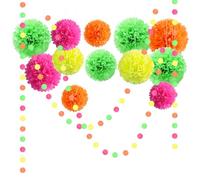 NICROLANDEE Decoraciones de fiesta de neón, 12 pompones de papel de seda para bodas, cumpleaños, compromisos, baby shower, despedidas de soltera