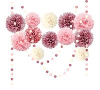 NICROLANDEE DustyRose Decorations, 12 pompones de papel de seda para bodas, cumpleaños, compromisos, baby shower neutro, despedidas de soltera