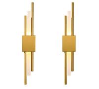 NICRX 2 Piezas Aplique de Pared LED Dorado Moderno,Lámpara de Pared Vertical Geométrica de Metal y Acrílico,Luz de LED Minimalista para Dormitorio,Salón,Pasillo,3 Tonos de Luz (2pzas-derecha)
