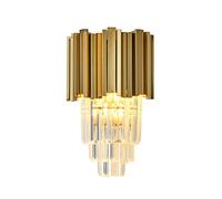 NICRX Aplique de Pared de Cristal Con Base Dorada E14 - Lámpara Moderna de Pared