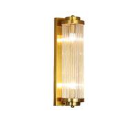 NICRX Aplique de pared de cristal dorado y latón de 400 mm, lámpara de pared con base dorada y cristal claro, luz de montaje en pared (Latón Oro)