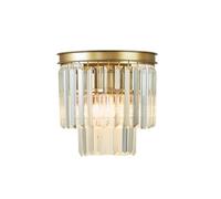 NICRX Aplique de Pared de Cristal y Base Dorada E14 de 25 * 25 cm, Lámpara Moderna para Cabecera de Sala de Estar (Oro)