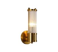 NICRX Aplique de Pared de Cristal y Latón Dorado, Lámpara de Pared con Base Dorada para Interior (1 luz)