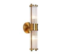 NICRX Aplique de Pared de Cristal y Latón Dorado, Lámpara de Pared con Base Dorada para Interior (2 luces)