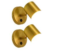 NICRX Aplique de pared moderno Dorado de latón con interruptor-Lámpara LED ajustable con 3 temperaturas de color,Giratorios Interior Lámpara pared para dormitorio,salón,pasillo y hoteles (A (2 pzas))