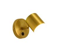 NICRX Aplique de pared moderno Dorado de latón con interruptor-Lámpara LED ajustable con 3 temperaturas de color,Giratorios Interior Lámpara pared para dormitorio,salón,pasillo y hoteles (A)