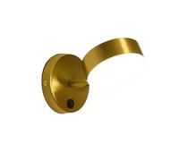 NICRX Aplique de pared moderno Dorado de latón con interruptor-Lámpara LED ajustable con 3 temperaturas de color,Giratorios Interior Lámpara pared para dormitorio,salón,pasillo y hoteles (B)