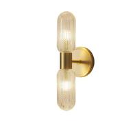 NICRX Aplique de Pared Moderno Vintage G9 con Base de Metal Dorado y Pantalla de Vidrio 30cm Elegante Lámparas de pared para Dormitorio Sala de Estar Baño Pasillo Entrada (Bombillas No Incluidas)