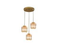 NICRX Lámpara colgante de cristal de 3 luces, base dorada y lámpara de techo de cristal, accesorio de iluminación colgante para cocina, isla, comedor, dormitorio (Oro)