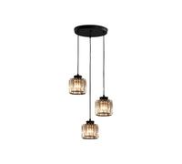NICRX Lámpara colgante de cristal de 3 luces, Negro y lámpara de techo de cristal, accesorio de iluminación colgante para cocina, isla, comedor, dormitorio (Negro)