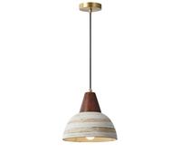 NICRX Lámpara colgante vintage de cerámica con madera, casquillo E27, cable ajustable de 150cm, lámpara rústica estilo Japandi para salón, comedor, dormitorio o cafetería (23cm)