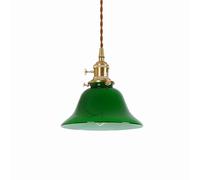 NICRX Lámpara Colgante Vintage de Vidrio con Cable Ajustable E27 - Lámpara de Techo Industrial Retro con Pantalla Cónica o de Campana para Cocina Comedor Dormitorio Bar Café (Campana Verde)