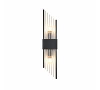 NICRX Lámpara de pared de lujo con cristal,Aplique moderno para salón,dormitorio y pasillo,Iluminación de pared elegante para interiores,E14 Geométrico Lamparas (Negro, 60cm)