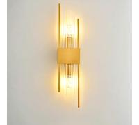 NICRX Lámpara de pared de lujo con cristal,Aplique moderno para salón,dormitorio y pasillo,Iluminación de pared elegante para interiores,E14 Geométrico Lamparas (Dorado, 60cm)