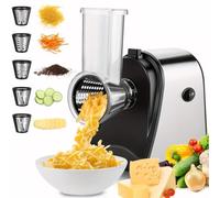 Nictemaw Cortador de Verduras Eléctrico 250W - Acero Inox | Rallador de cocina 5 en 1 para queso, patatas y verduras. Sin BPA y apto para lavavajillas