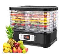 Nictemaw Deshidratador de Acero Inoxidable Con 8 Compartimentos, Control de Temperatura 35-70℃, Para Carne, Frutas, Verduras y Frutos Secos, 400W