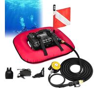 Nicvrea Siste-ma de Ventilación para Buceo, Equipo de Buceo, Juguetes de Buceo, Bomba de Aire Flotante con Tubo Telescópico y Regulador de Respiración para Snorkel Red-1battery