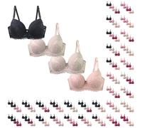 Nidddiv 4 piezas sujetador clásico para mujer con aros sujetador fuerte sujeción pechos grandes ropa interior push up comodidad sujetador conjunto bralette tallas grandes sujetador mujer suave cómoda