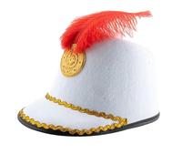 Nidddiv Botines Cowboy Biker Hat with Feather Hat Cos Honor Guard Hat Drum High Top Honor Cap Niños Cowboy Chicos, Blanco, Talla única